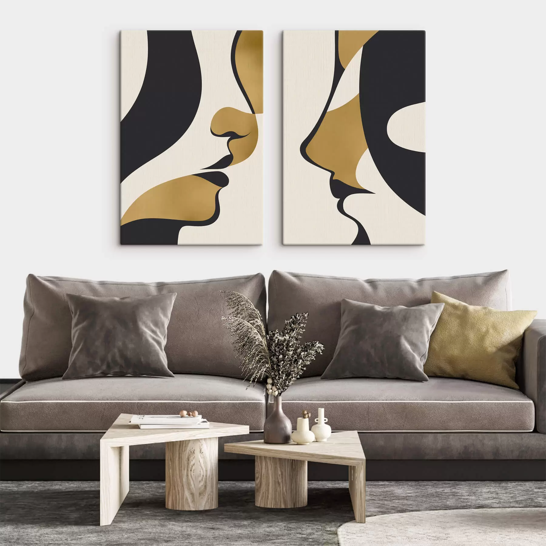 Tableau Silhouettes abstraites de visages m01166