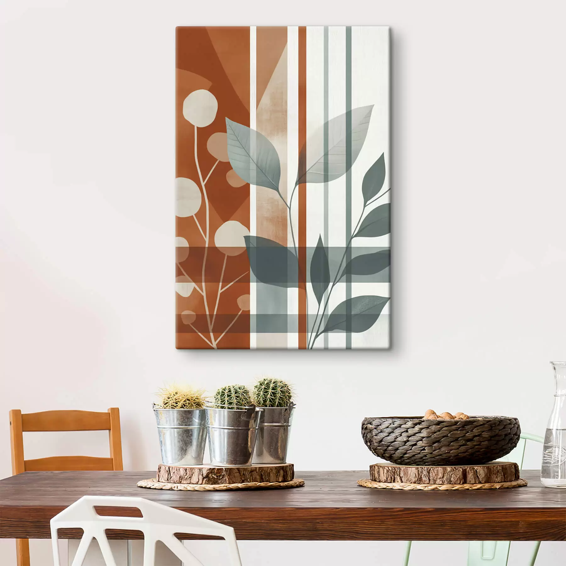Tableau Abstraction avec des branches de feuilles s47248