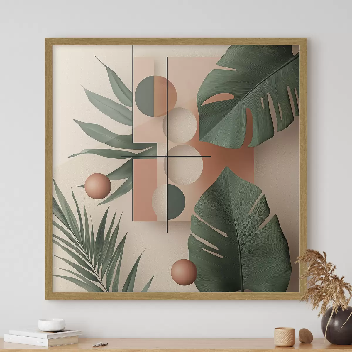 Poster Abstraction avec de grandes feuilles tropicales f47099
