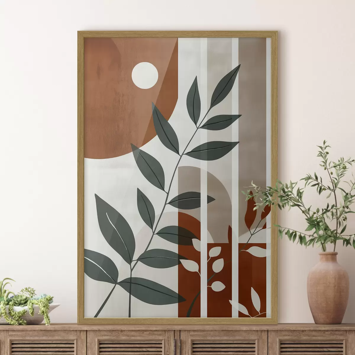 Poster Abstraction avec des branches de feuilles f47247