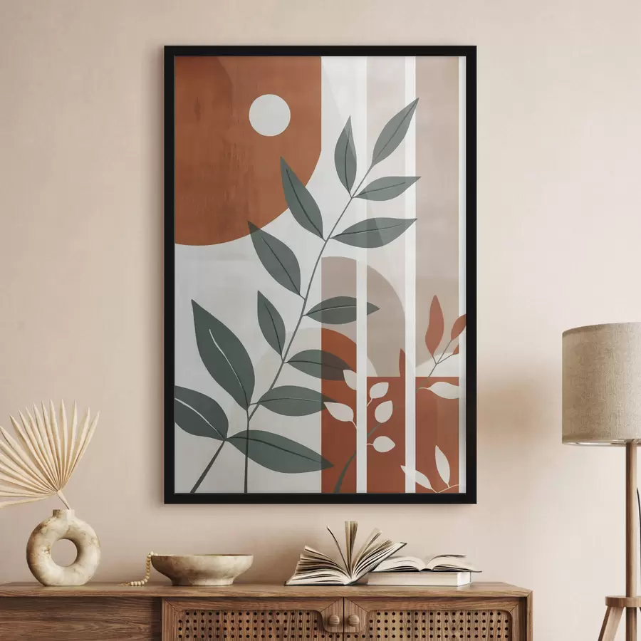 Papier peint Abstraction avec des branches de feuilles f47247