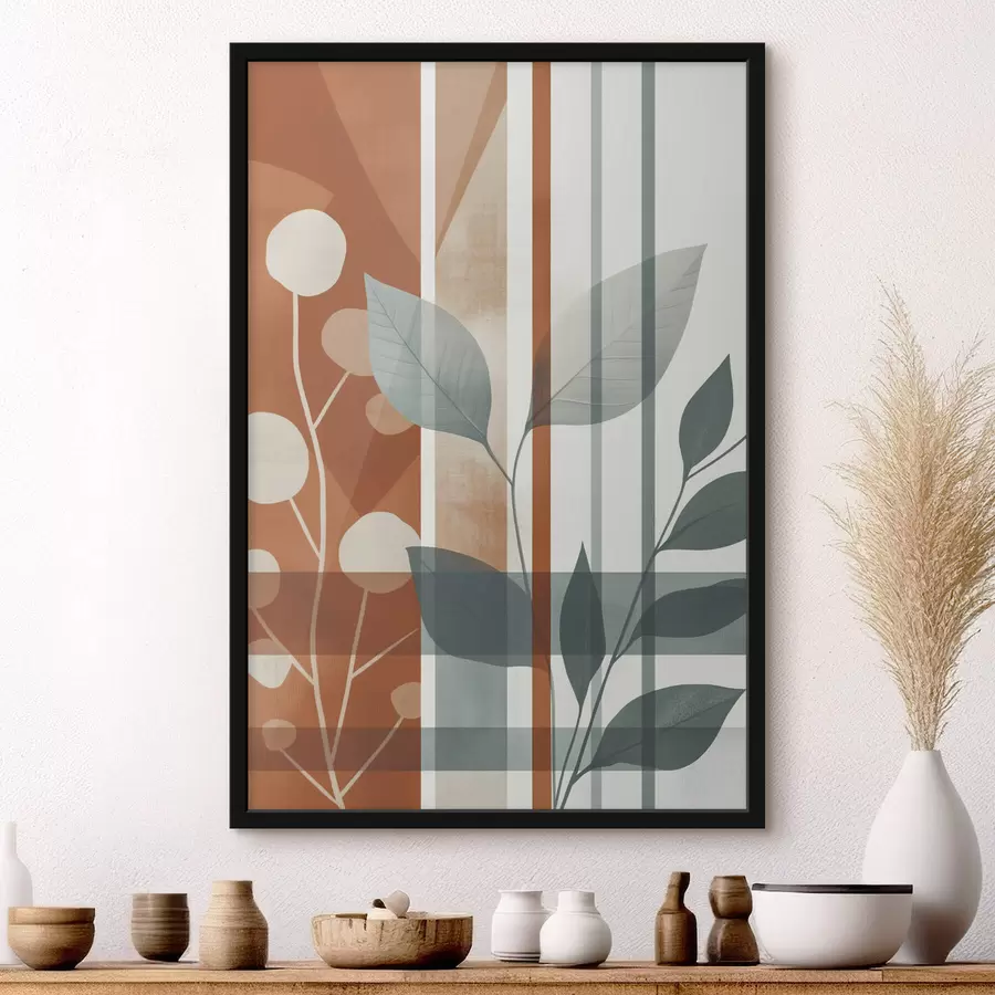 Papier peint Abstraction avec des branches de feuilles f47248