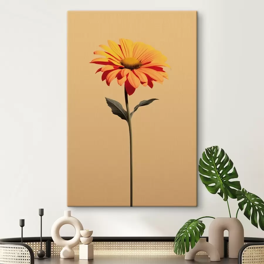 Tableau Fleur Gerbera sur fond uni avec une lumière douce dans un style minimaliste s46928