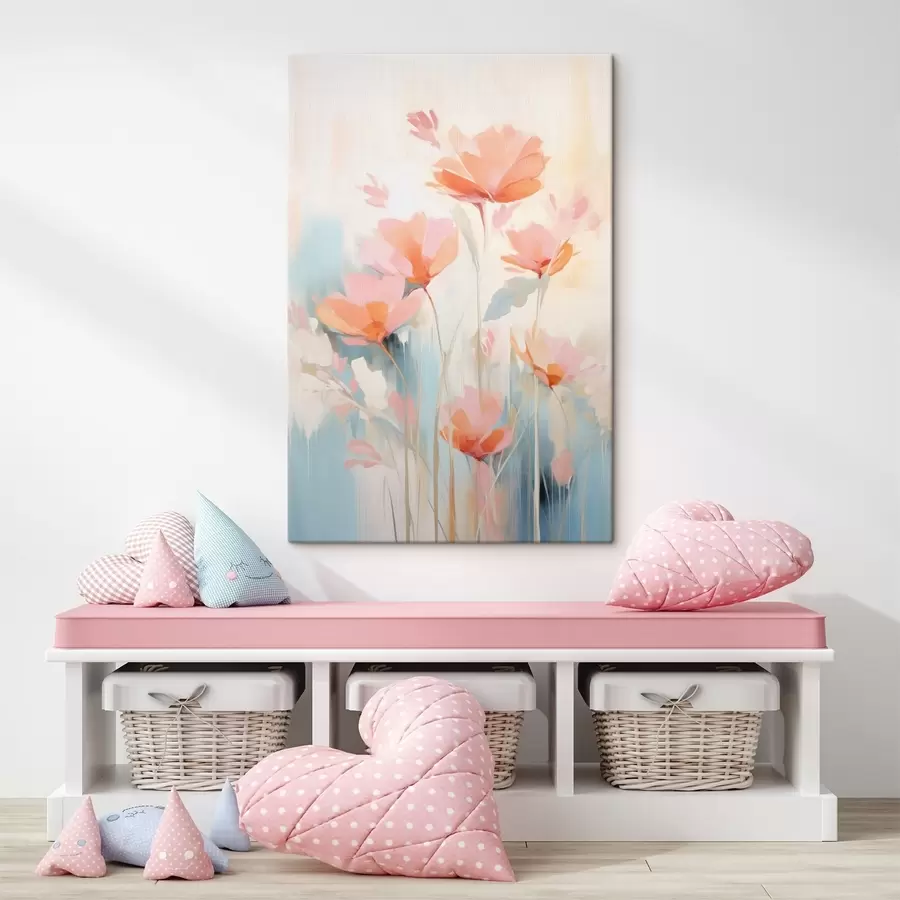Tableau Composition florale pastel dans un style pictural contemporain s46930