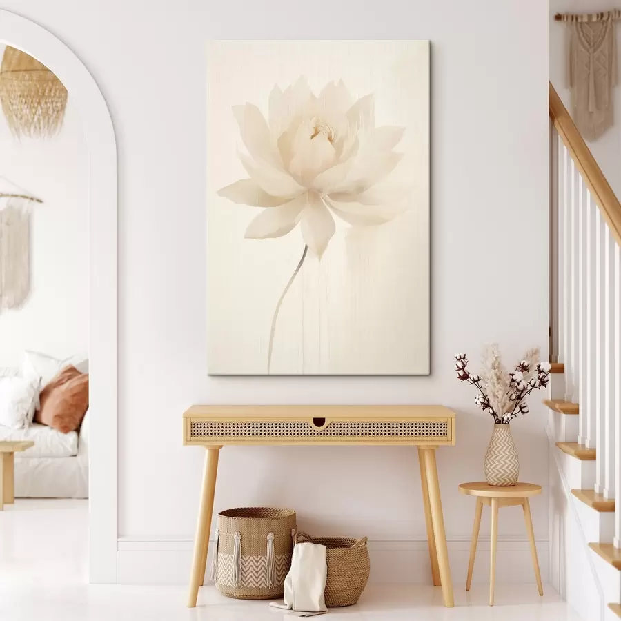 Tableau Délicat lotus blanc sur fond clair dans un style minimaliste s46936