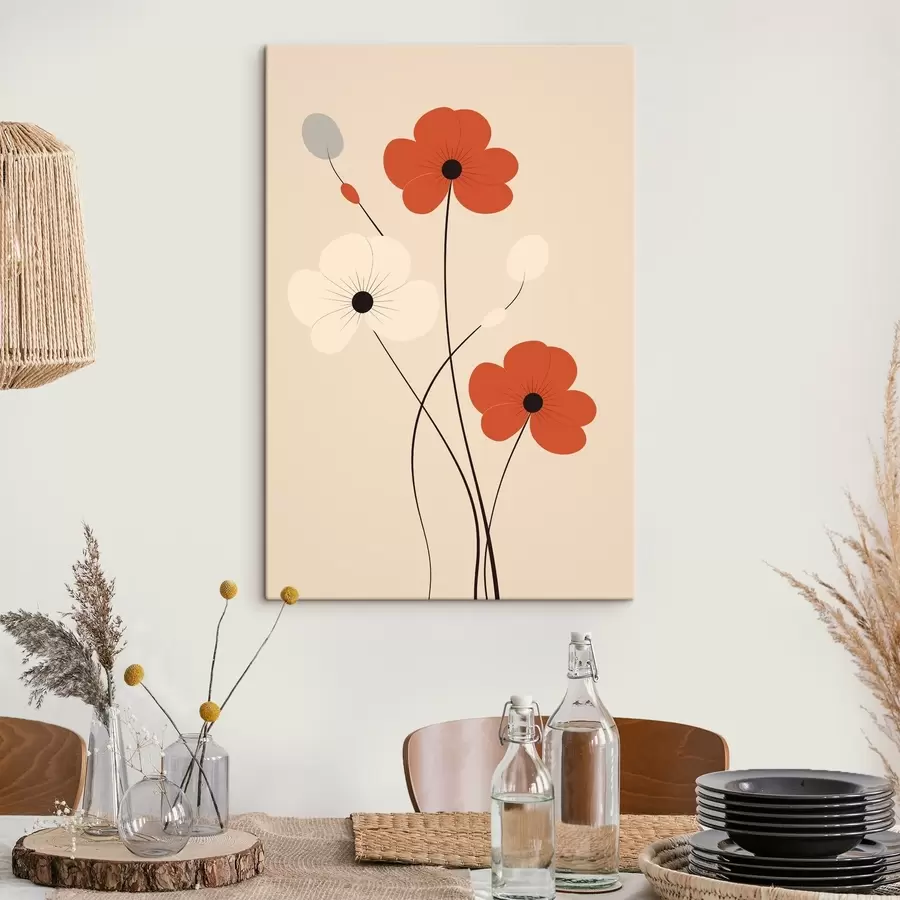 Tableau Composition abstraite avec des tiges fines et des formes simples dans un style minimaliste s46943