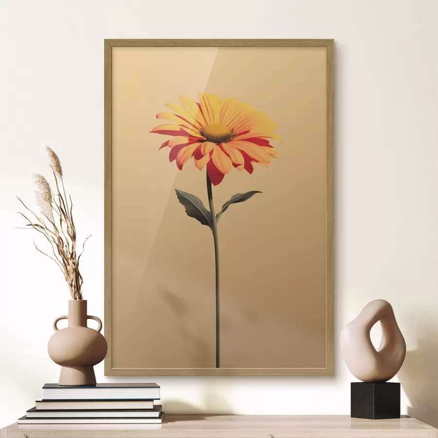 Papier peint Fleur Gerbera sur fond uni avec une lumière douce dans un style minimaliste f46928