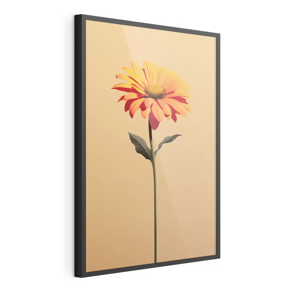 Poster Fleur Gerbera sur fond uni avec une lumière douce dans un style minimaliste f46928