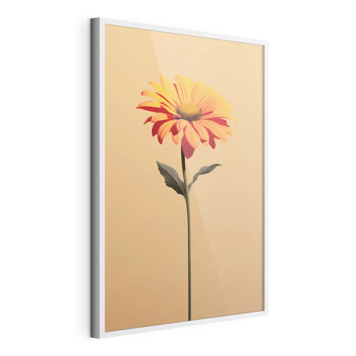 Poster Fleur Gerbera sur fond uni avec une lumière douce dans un style minimaliste f46928