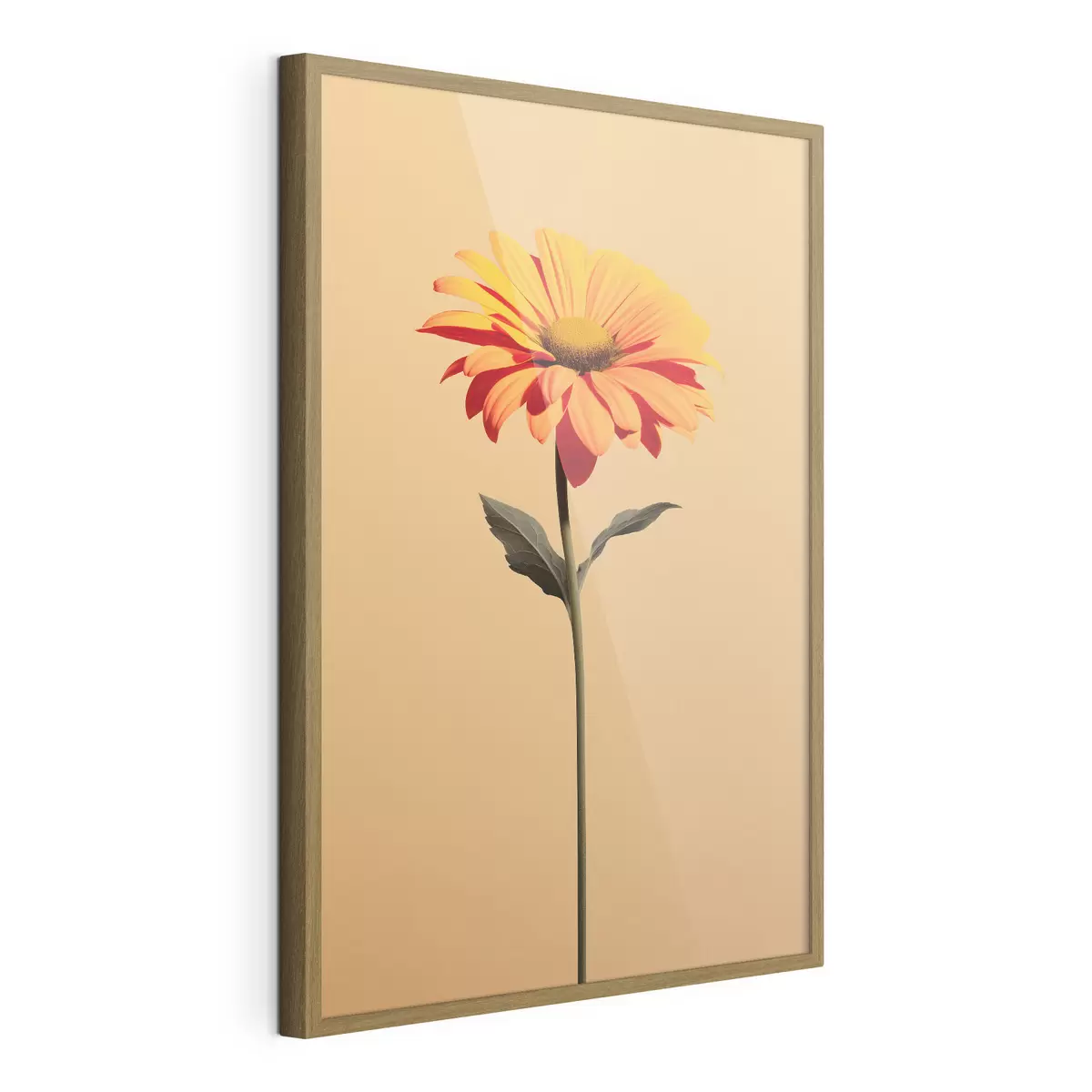 Poster Fleur Gerbera sur fond uni avec une lumière douce dans un style minimaliste f46928