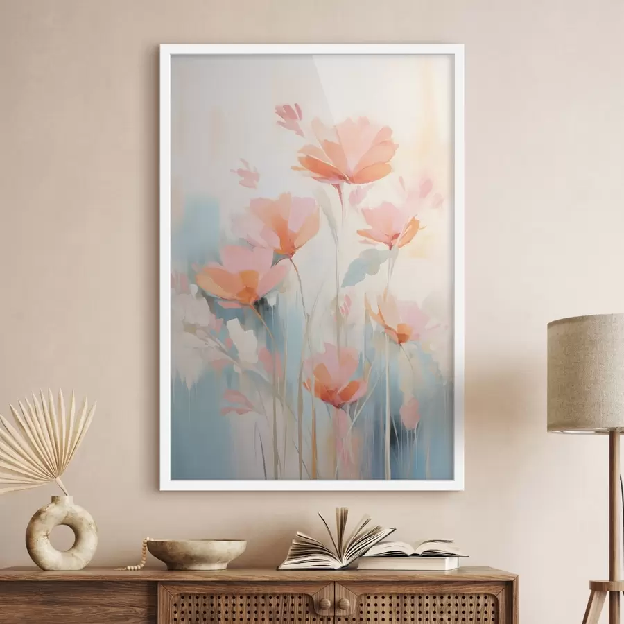 Papier peint Composition florale pastel dans un style pictural contemporain f46930