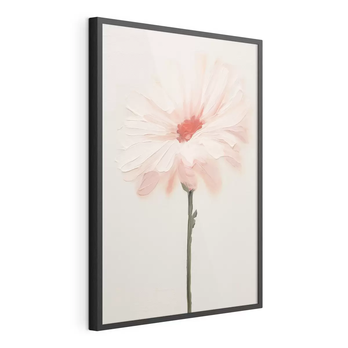 Poster Fleur blanche et rose peinte à grands traits expressifs dans un style pictural à l'huile. f46933