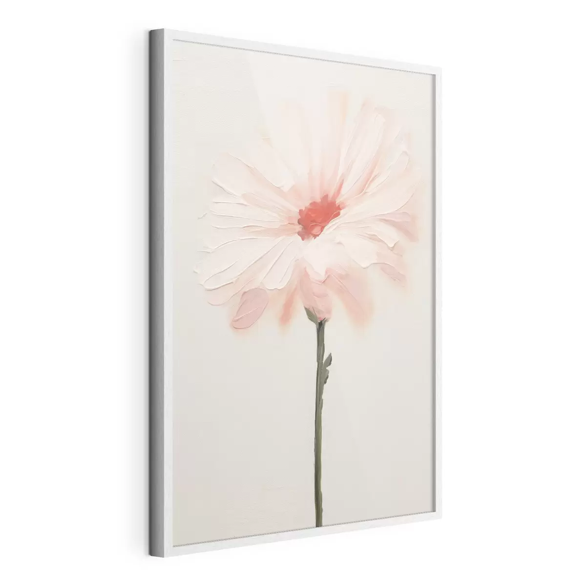 Poster Fleur blanche et rose peinte à grands traits expressifs dans un style pictural à l'huile. f46933