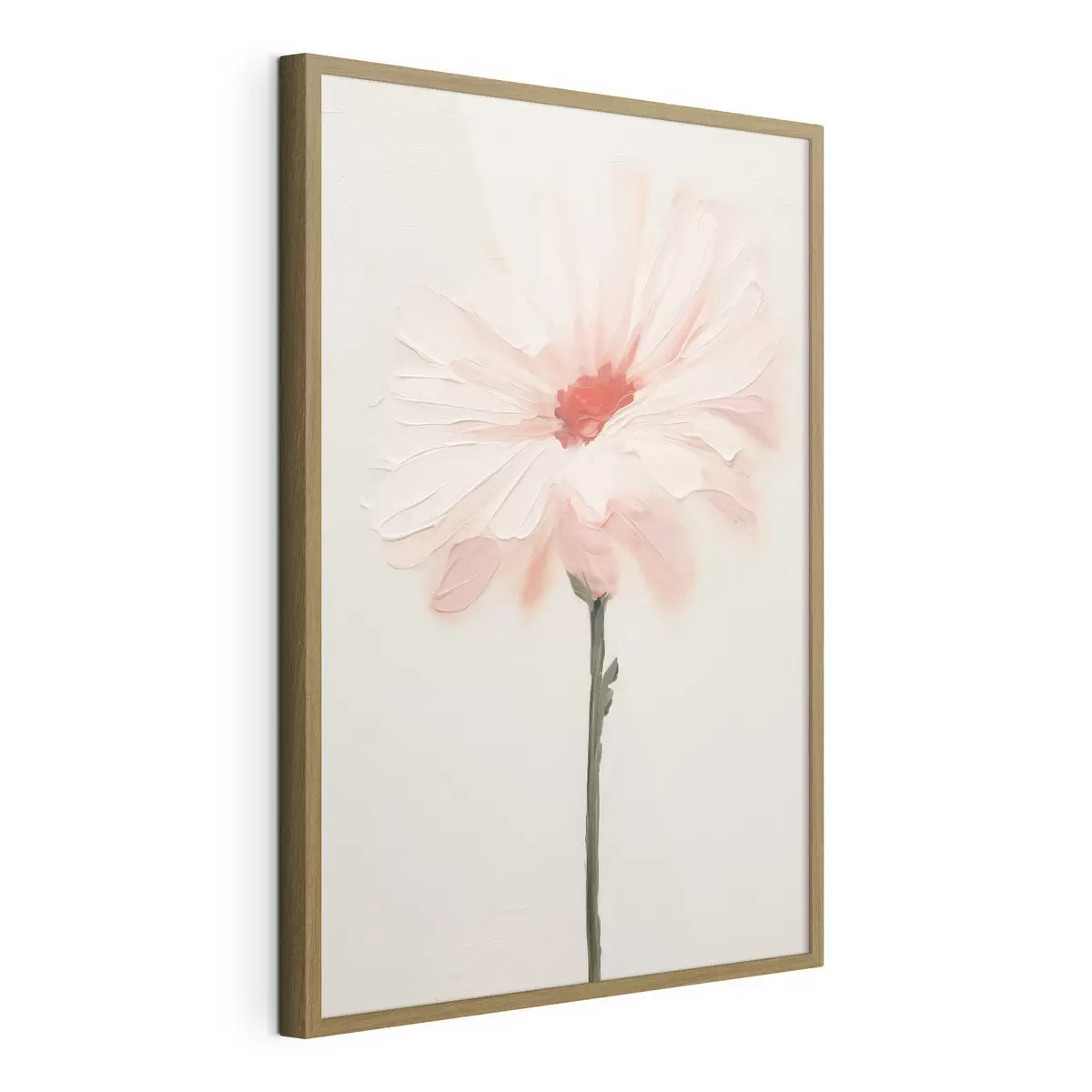 Poster Fleur blanche et rose peinte à grands traits expressifs dans un style pictural à l'huile. f46933