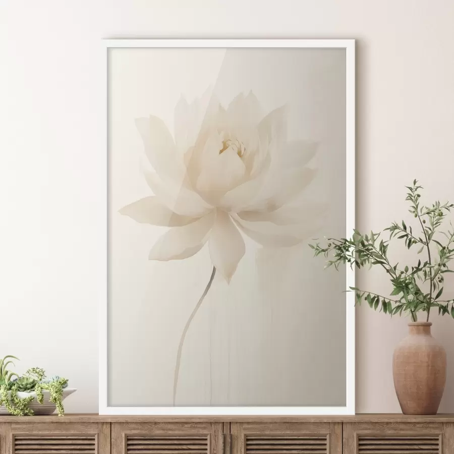 Papier peint Délicat lotus blanc sur fond clair dans un style minimaliste f46936