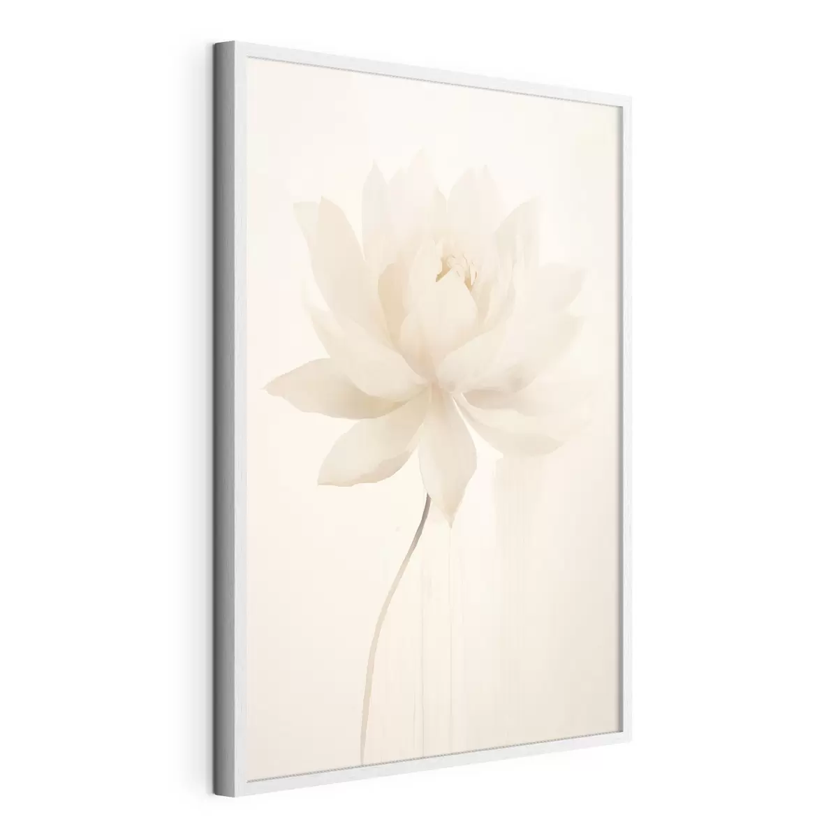 Poster Délicat lotus blanc sur fond clair dans un style minimaliste f46936