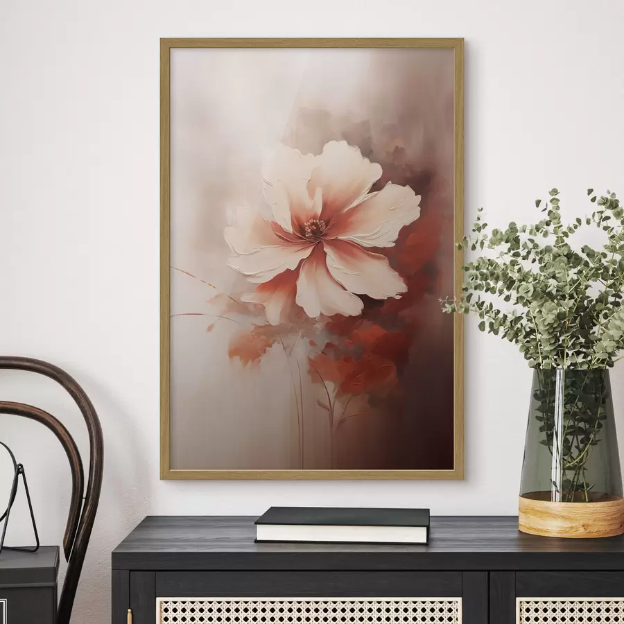 Papier peint Fleur délicate de corail blanc sur fond flou dans un style peinture à l'huile f46938