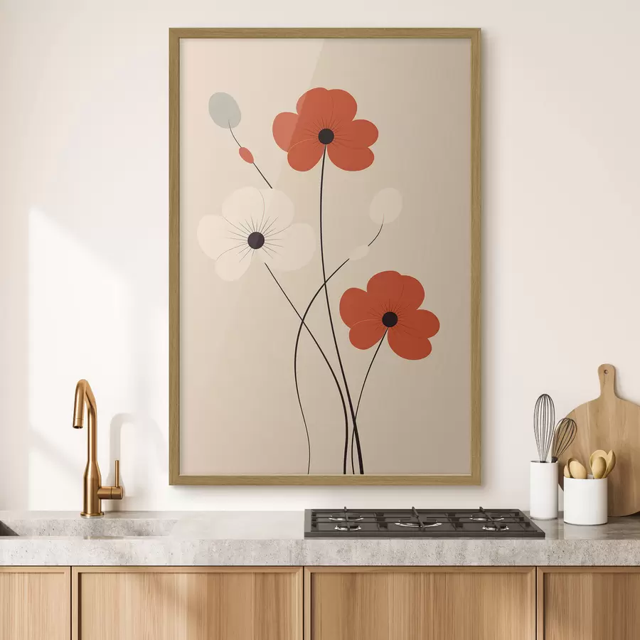 Papier peint Composition abstraite avec des tiges fines et des formes simples dans un style minimaliste f46943
