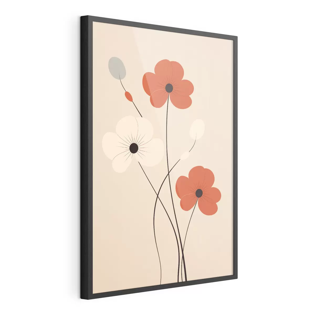 Poster Composition abstraite avec des tiges fines et des formes simples dans un style minimaliste f46943