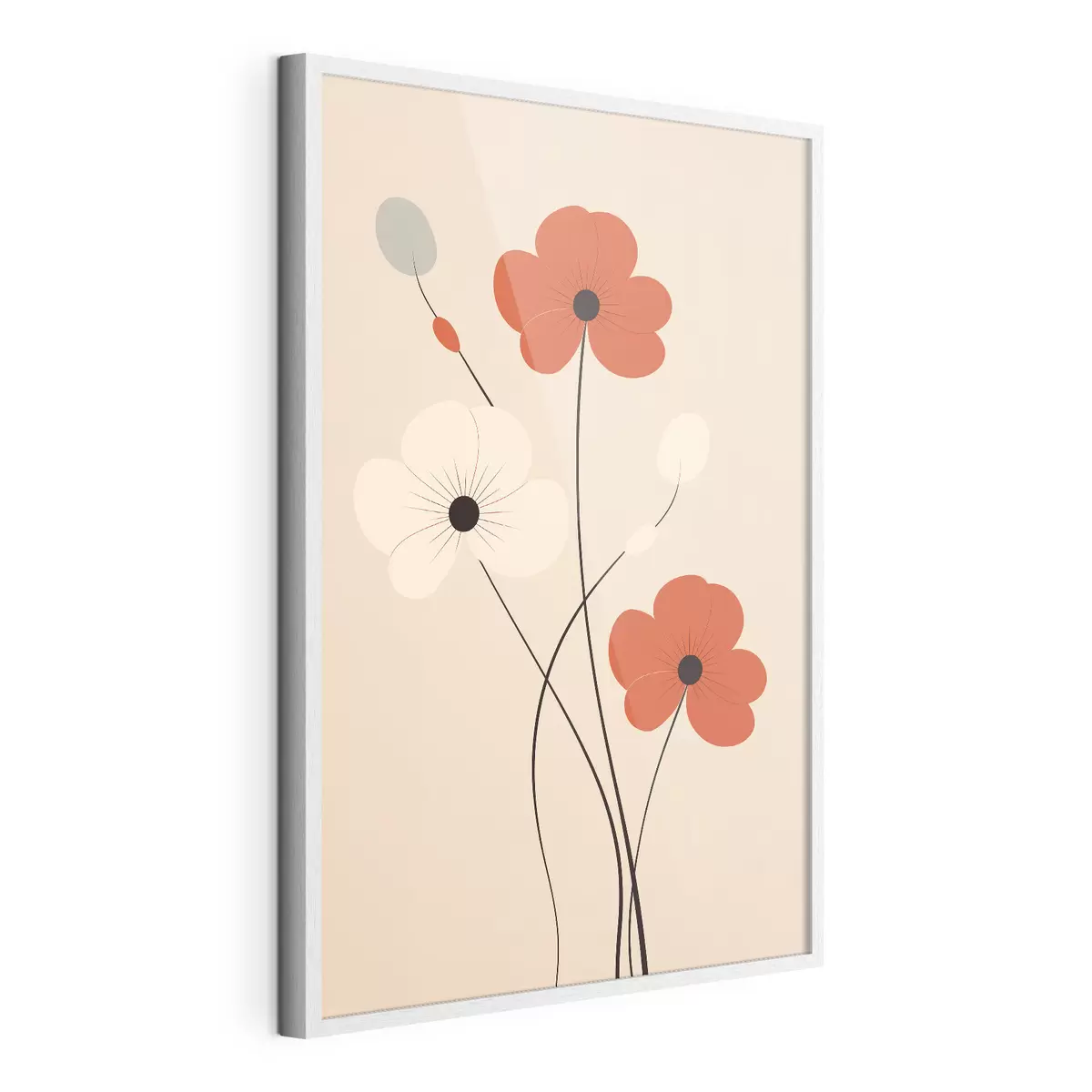 Poster Composition abstraite avec des tiges fines et des formes simples dans un style minimaliste f46943