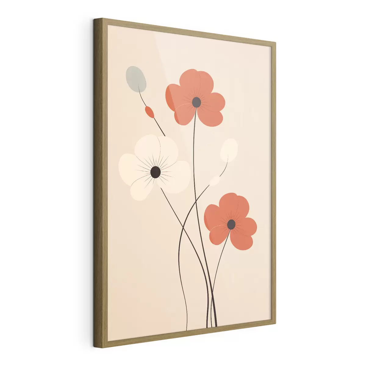 Poster Composition abstraite avec des tiges fines et des formes simples dans un style minimaliste f46943