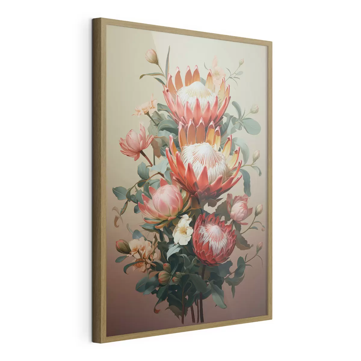 Poster Composition avec de grandes protéas dans un style pictural numérique moderne f46947