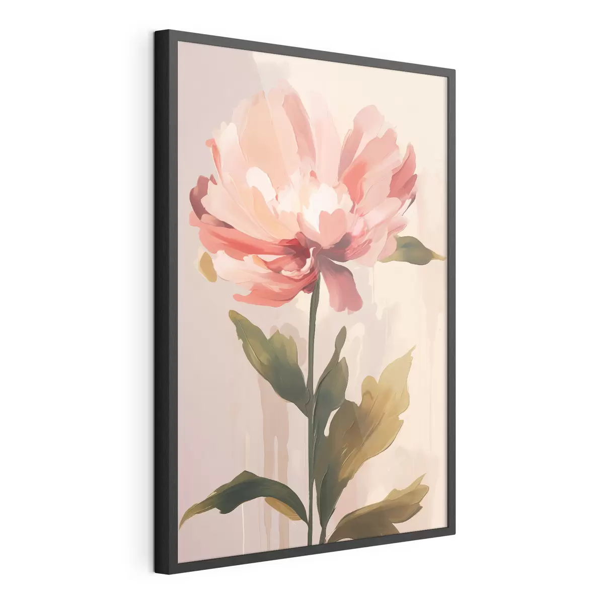 Poster Pivoine aux pétales rose corail dans un style d'illustration moderne f46948