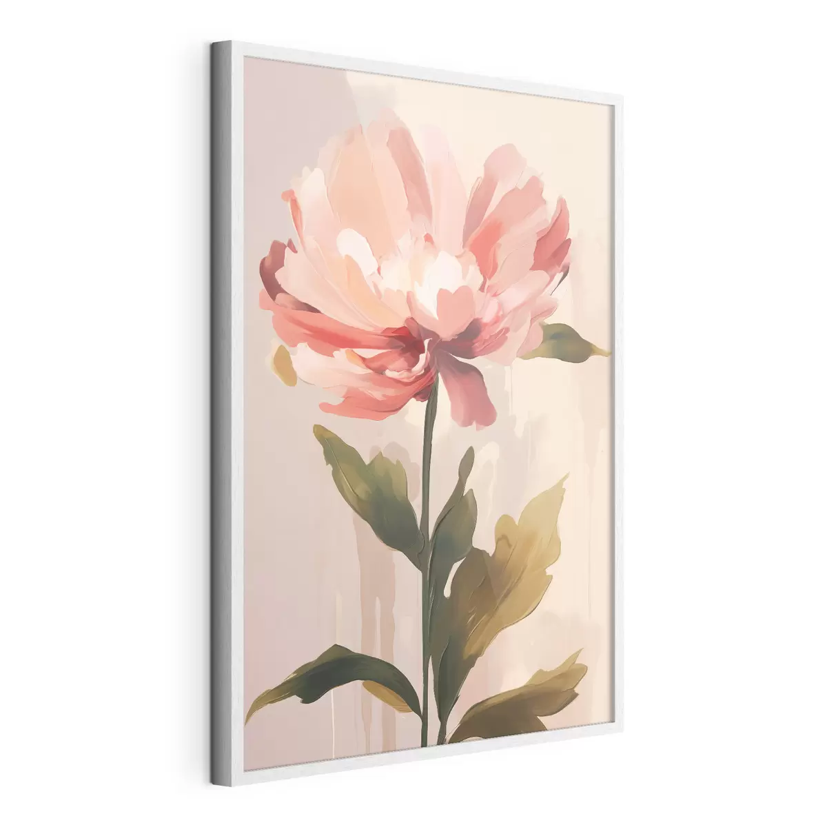 Poster Pivoine aux pétales rose corail dans un style d'illustration moderne f46948