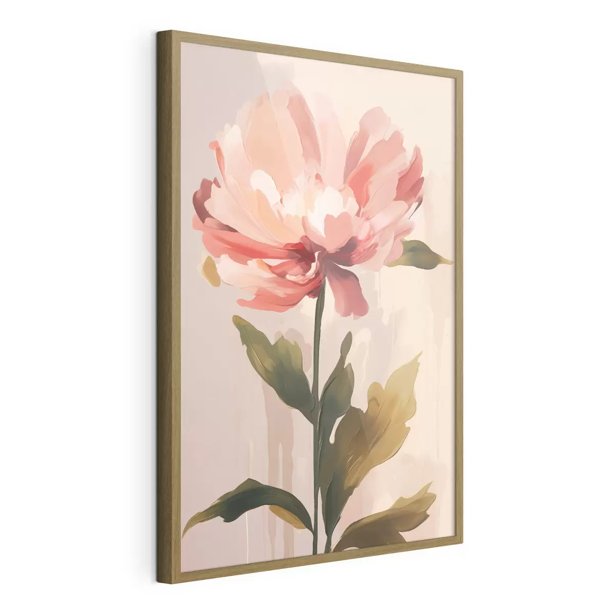 Poster Pivoine aux pétales rose corail dans un style d'illustration moderne f46948