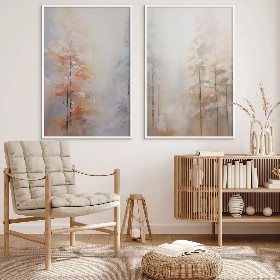 Papier peint Peinture imitant une forêt en automne d00833