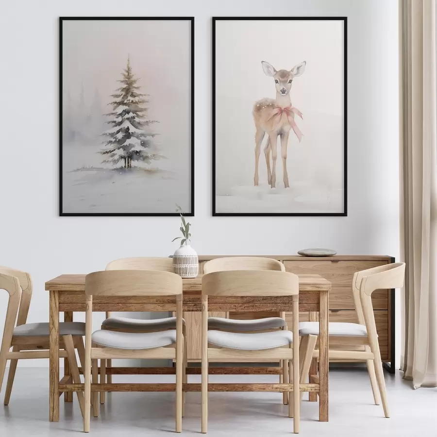 Papier peint Épinette et faon d00933