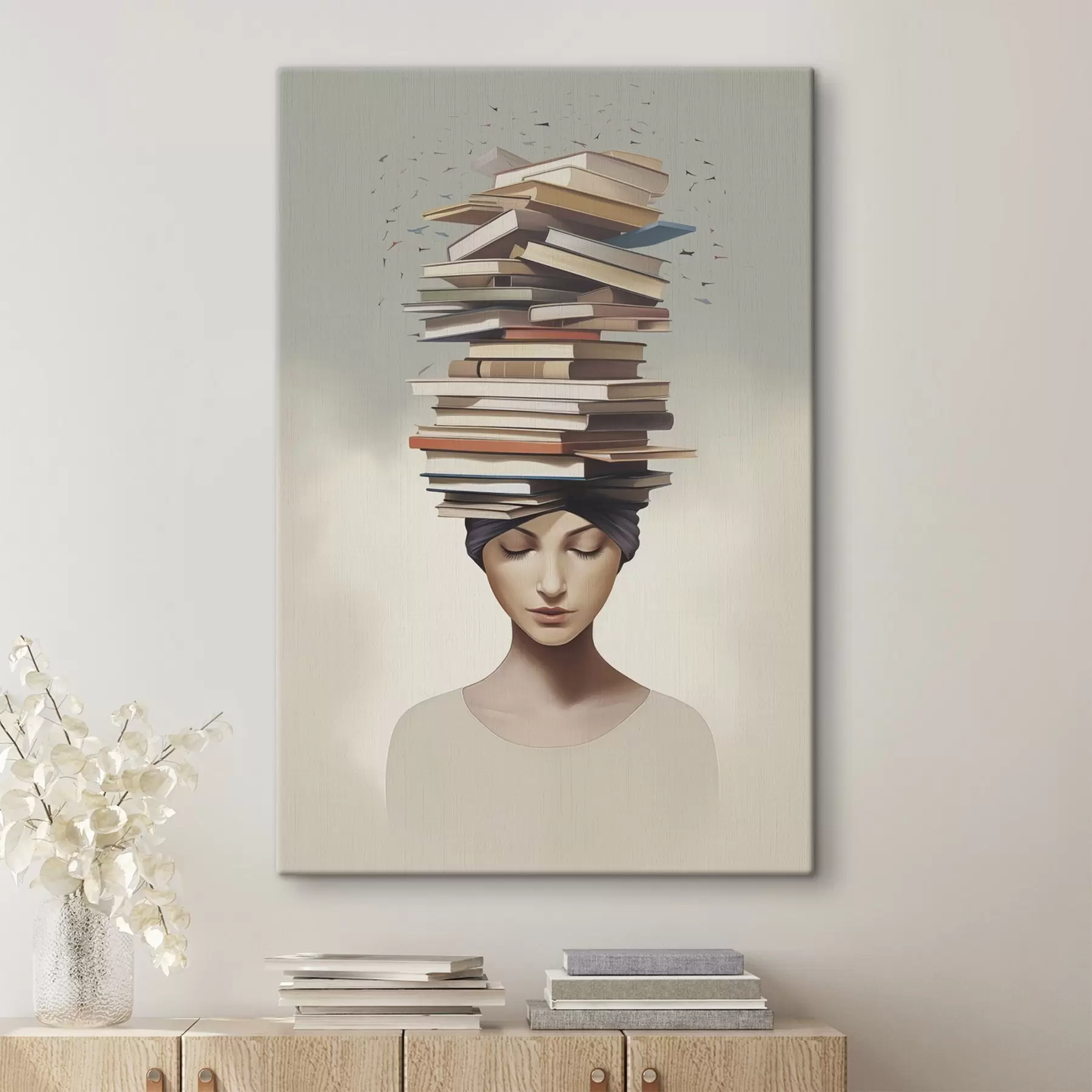 Tableau Portrait d'une jeune fille avec des livres s47333