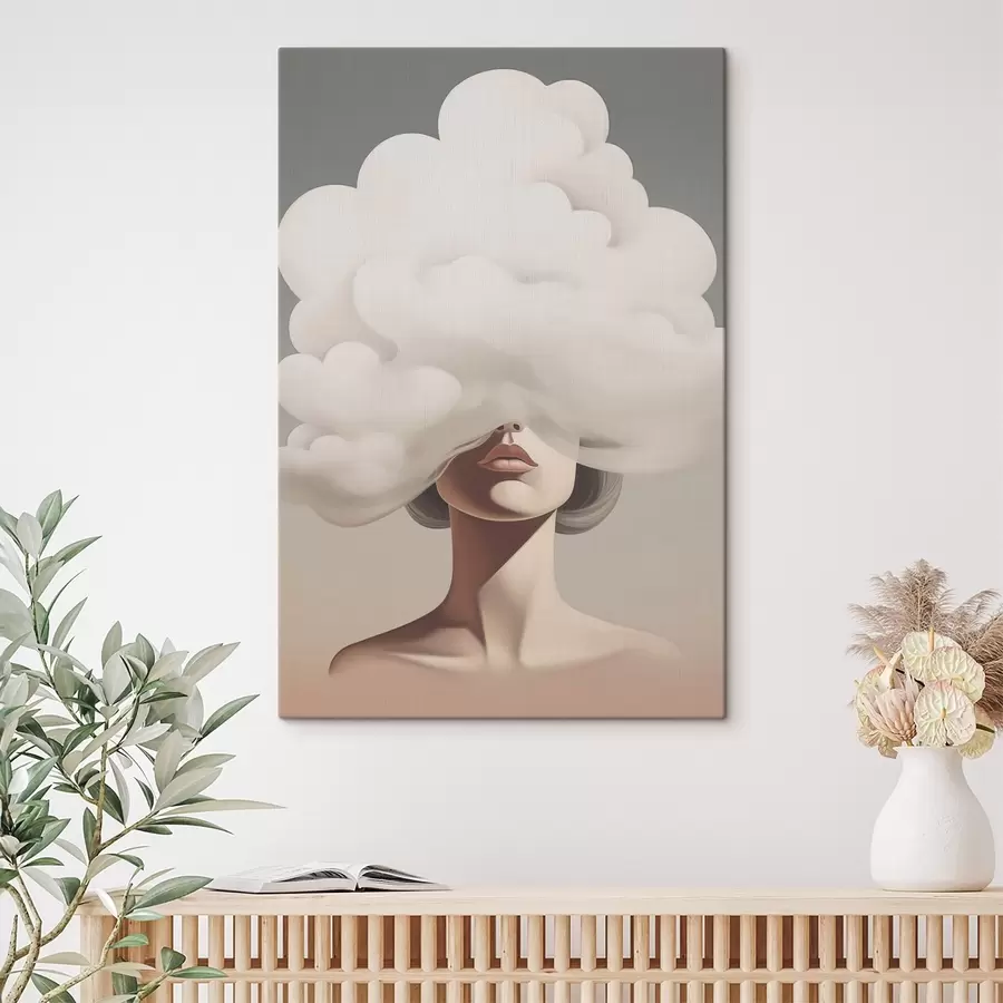 Tableau Le visage de la jeune fille est recouvert d'un nuage. s47337