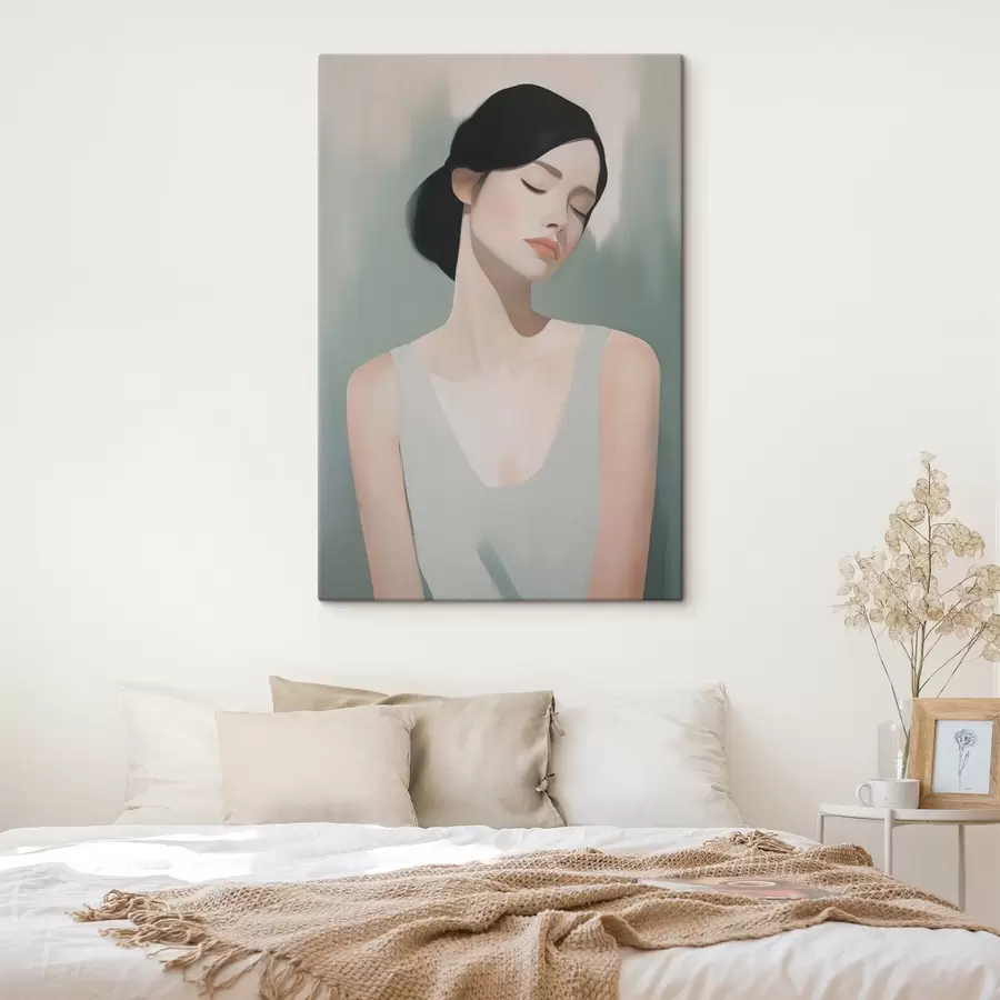 Tableau Une fille les yeux fermés s47341