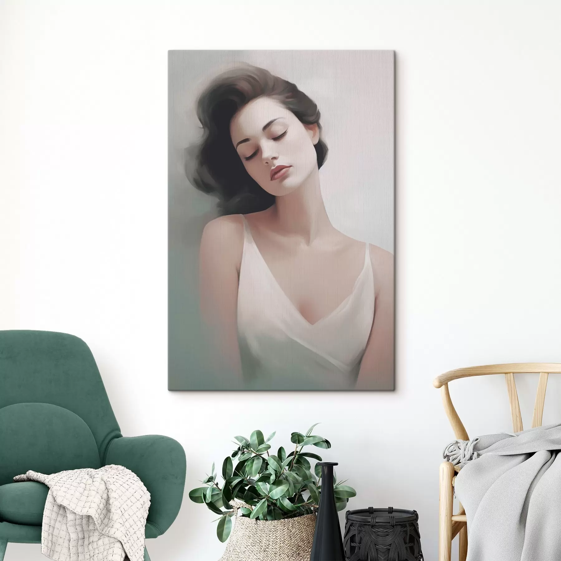 Tableau Portrait d'une fille aux yeux fermés s47342