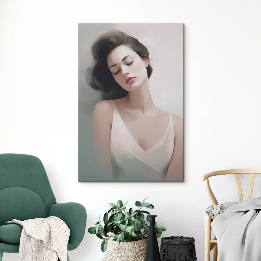 Tableau Portrait d'une fille aux yeux fermés s47342