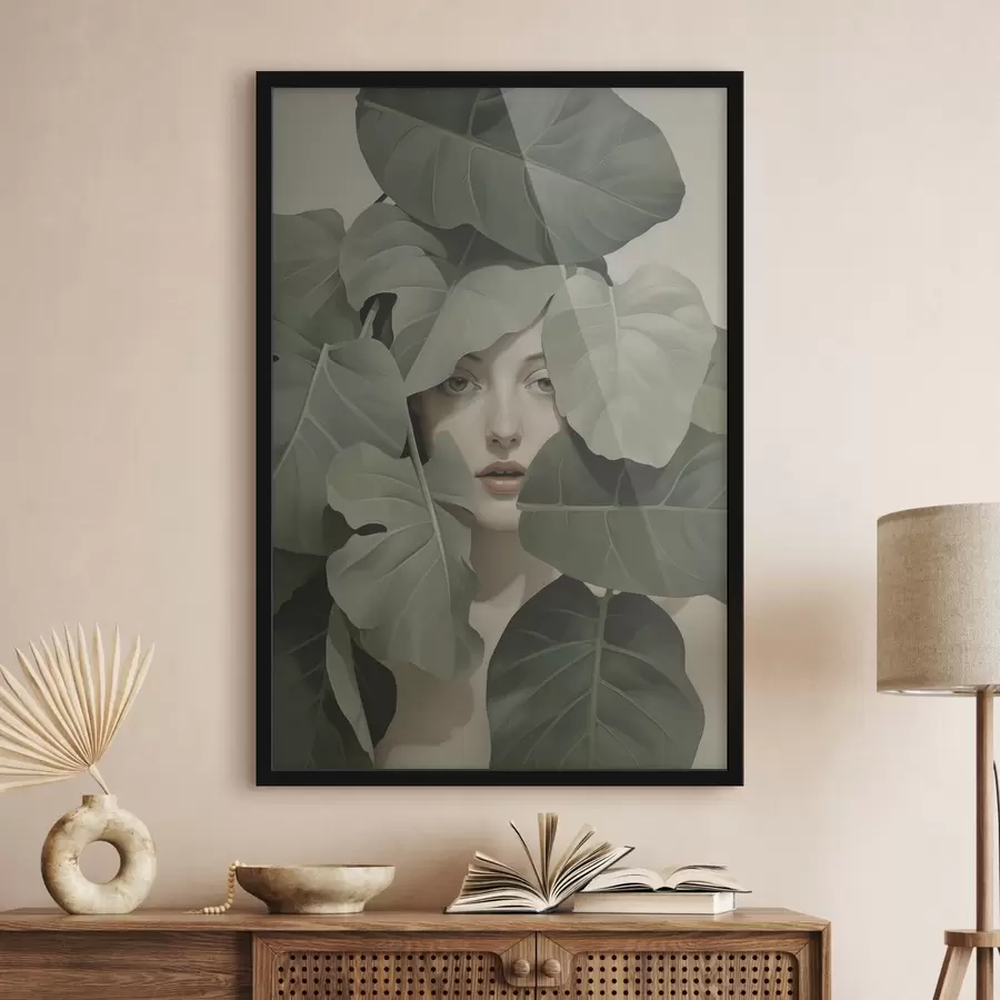 Papier peint Portrait d'une jeune fille dans le feuillage f47331