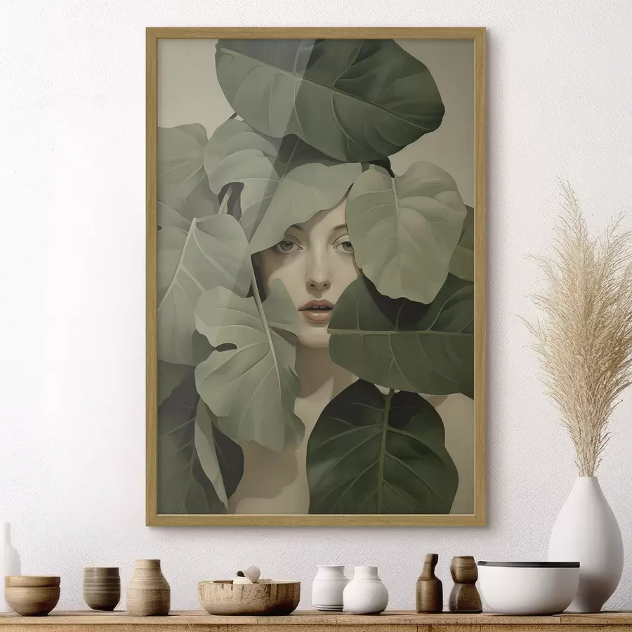 Papier peint Portrait d'une jeune fille dans le feuillage f47331