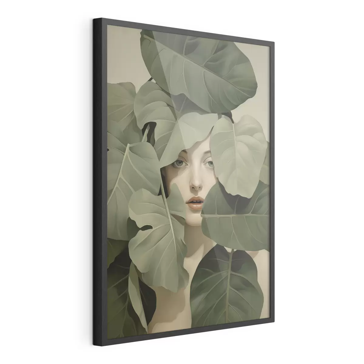 Poster Portrait d'une jeune fille dans le feuillage f47331