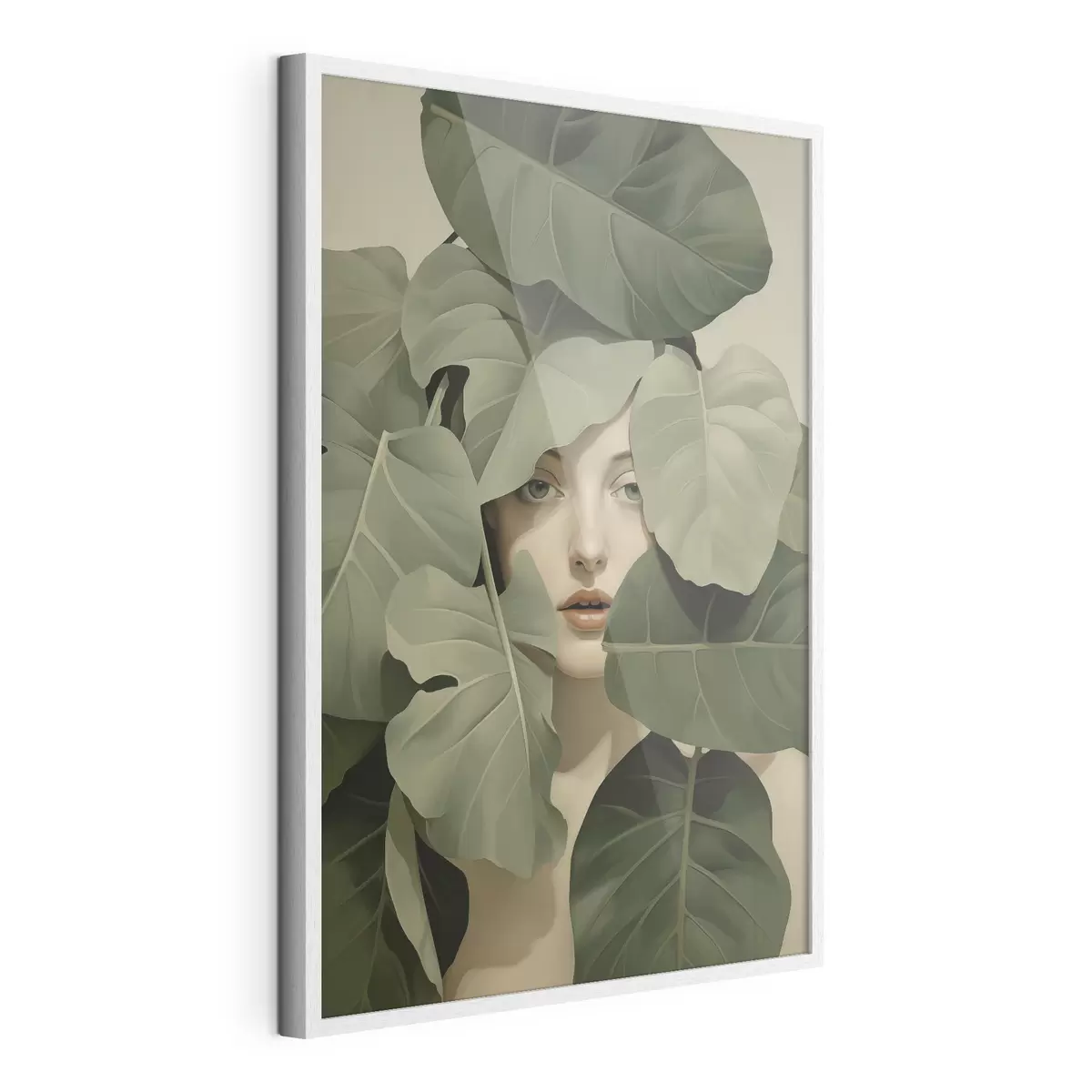 Poster Portrait d'une jeune fille dans le feuillage f47331