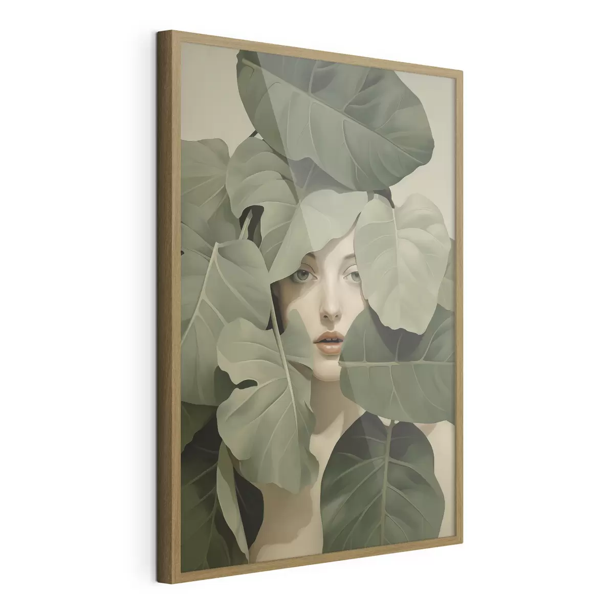 Poster Portrait d'une jeune fille dans le feuillage f47331