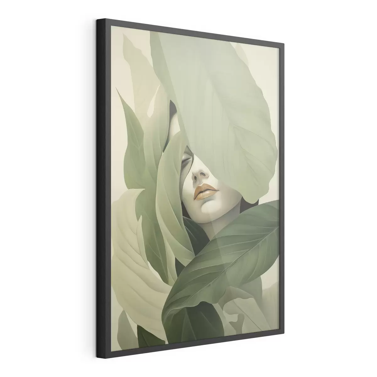 Poster Portrait surréaliste d'une jeune fille dans le feuillage f47332