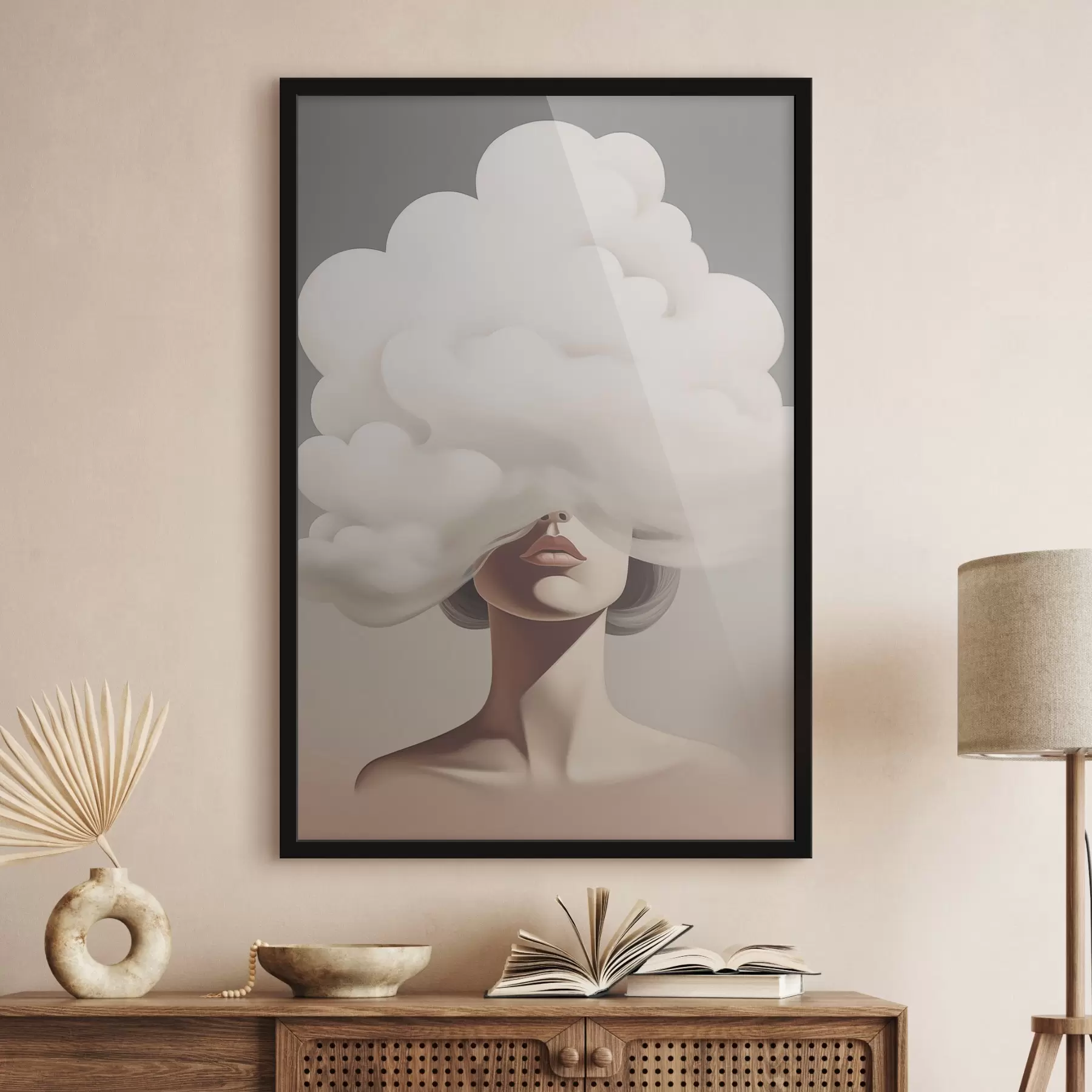 Papier peint Le visage de la jeune fille est recouvert d'un nuage. f47337