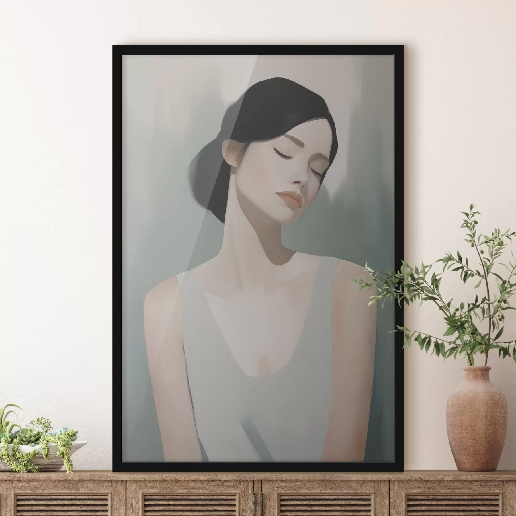 Papier peint Une fille aux yeux fermés f47341