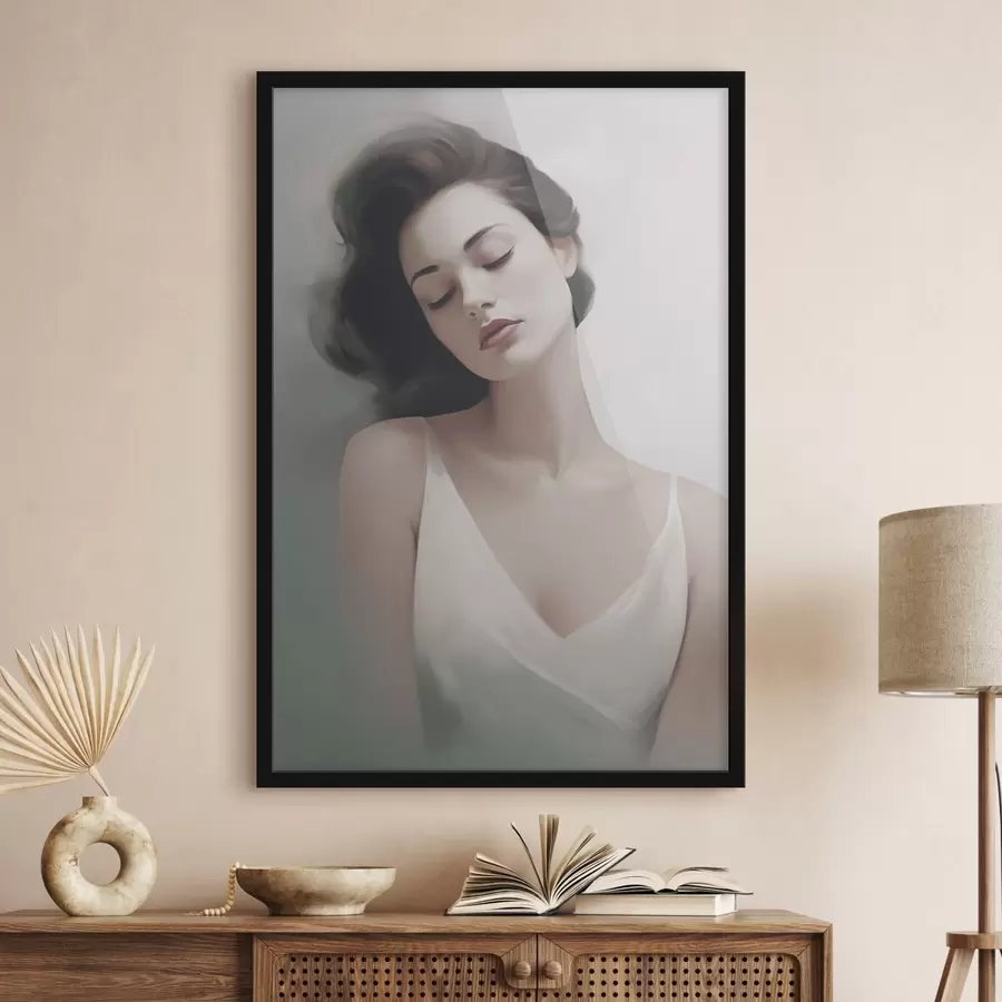 Papier peint Portrait d'une fille aux yeux fermés f47342