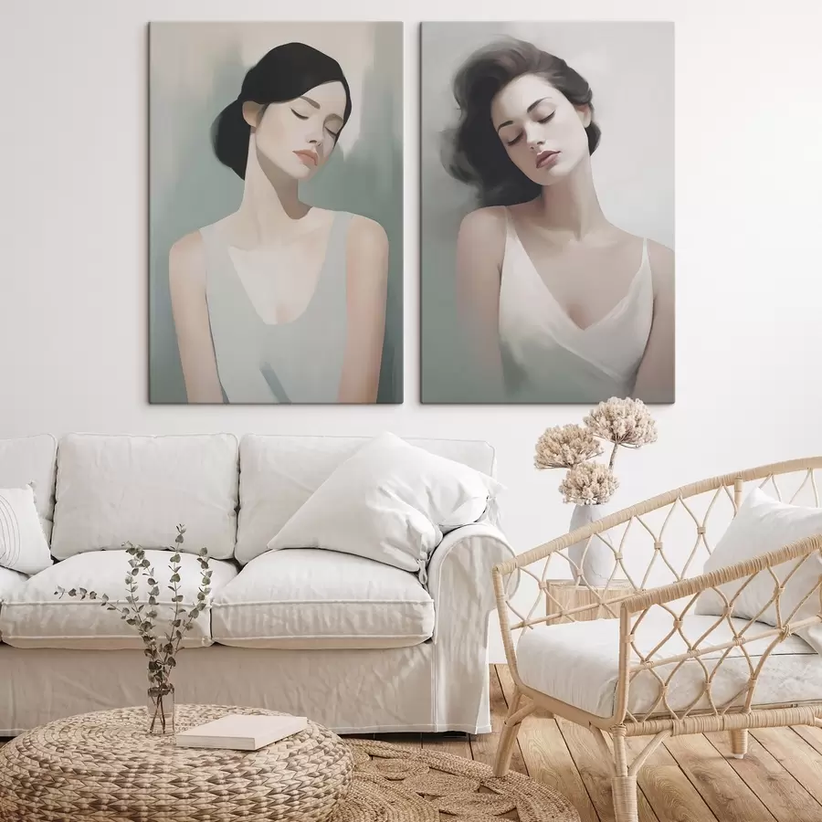 Tableau Une fille aux yeux fermés m01188