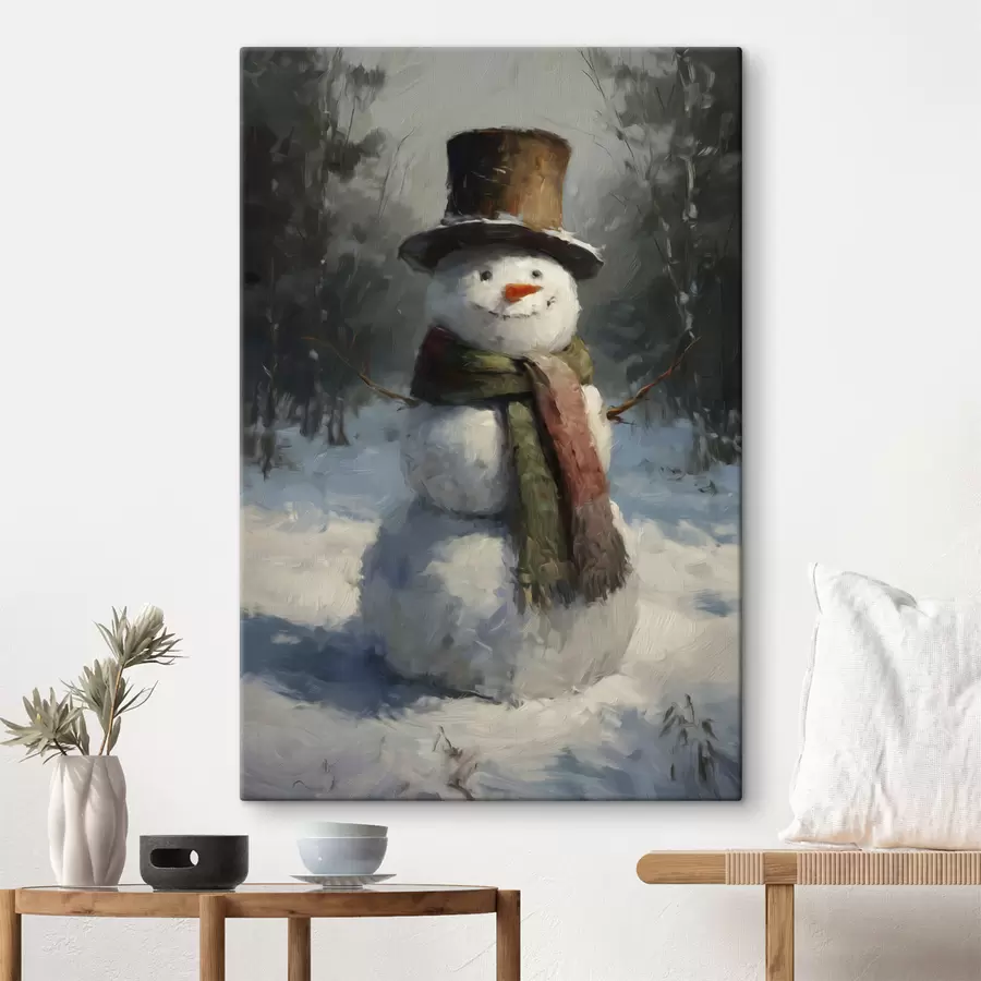 Tableau bonhomme de neige dans le style de la peinture à l'huile s47116