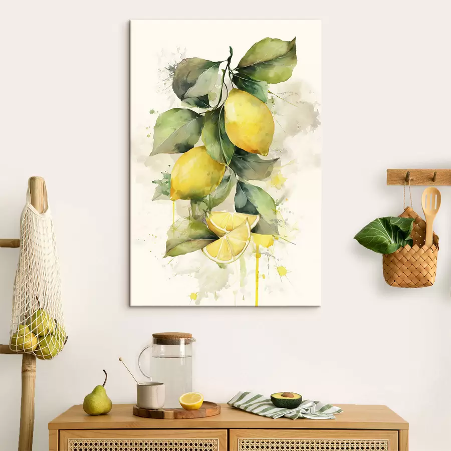 Tableau branche de style aquarelle avec des citrons s47124