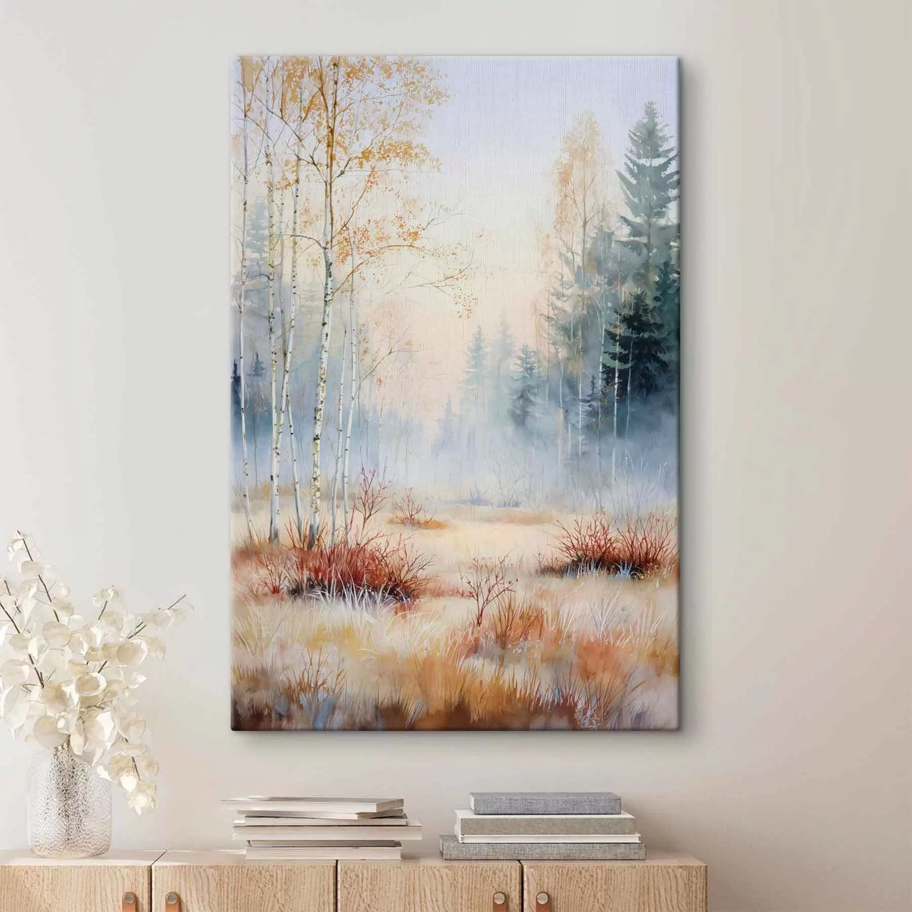 Tableau paysage premières gelées dans la forêt s47129