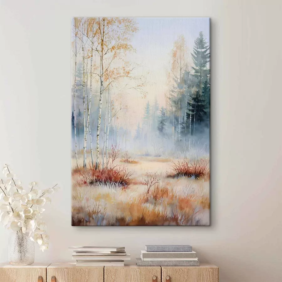 Tableau paysage premières gelées dans la forêt s47129
